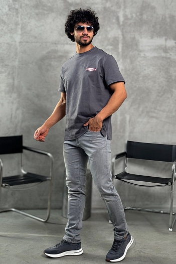 Серая оверсайз футболка Wooyoungmi logo patch   