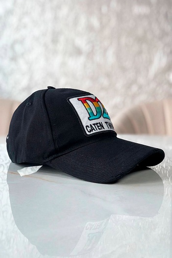 Мужская чёрная бейсболка Dsquared2 Caten Twins   
