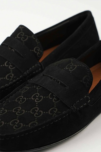 Мужские замшевые мокасины Gucci GG monogram   