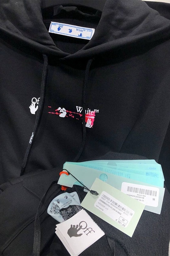 Белое оверсайз худи Off-White Acrylic Arrow