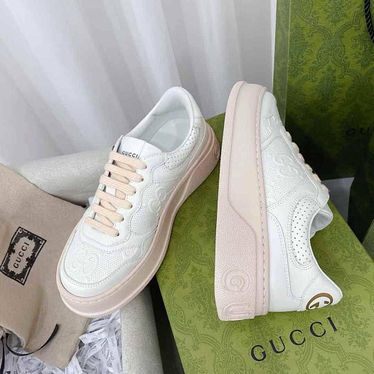 Женские кроссовки Gucci GG Chunky B - White / Pink   