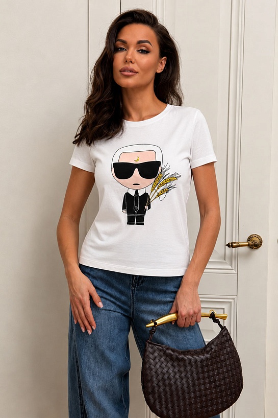 Женская белая футболка Karl Lagerfeld "Virgo"