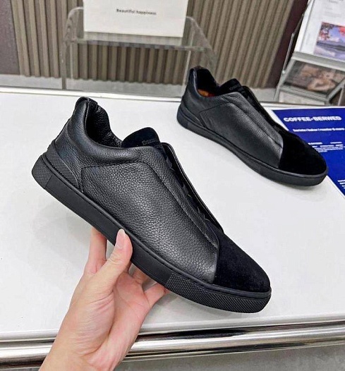 Мужские кроссовки Ermenegildo Zegna Triple Stitch - Black   