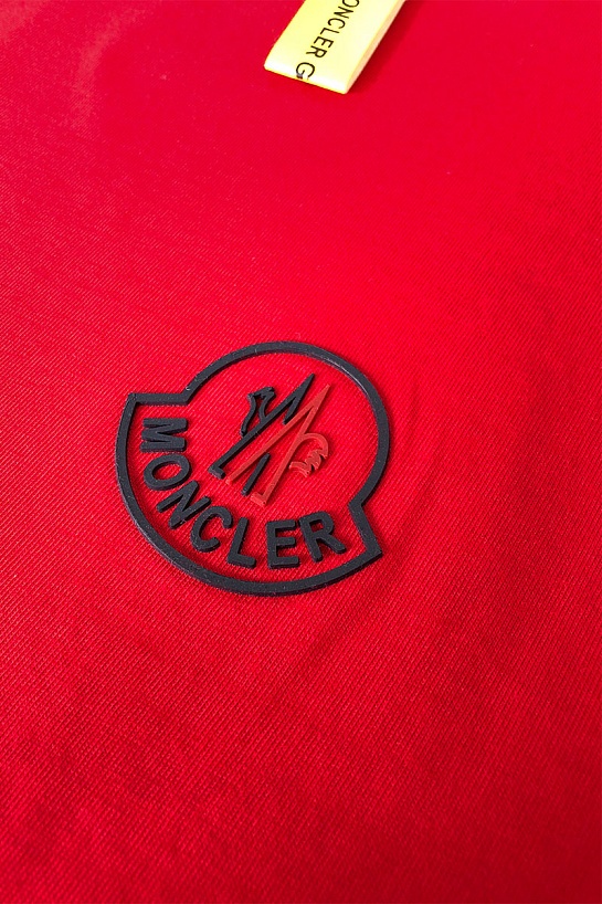 Мужская брендовая футболка Moncler Rubber Logo - Red