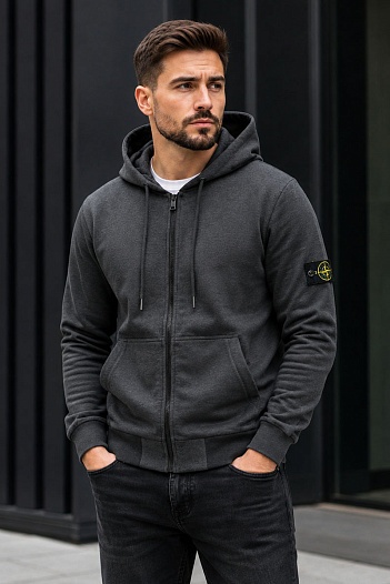 Кофта тёмно-серого цвета Stone Island compass-patch   