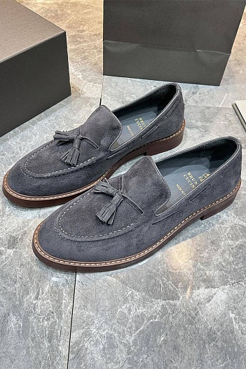 Замшевые лоферы Brunello Cucinelli tassels - Dark Grey   