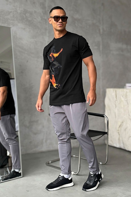 Мужская чёрная футболка Iceberg x Looney Tunes