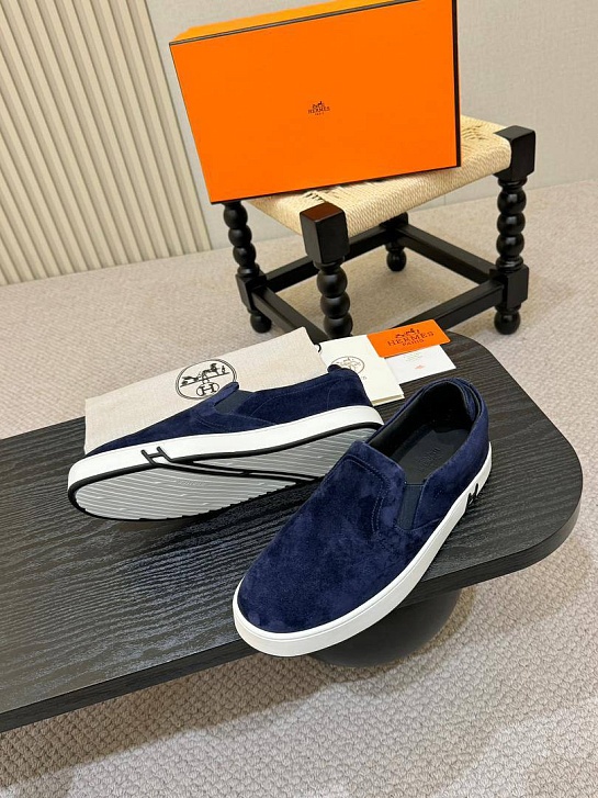 Мужские замшевые слипоны Hermes Kiddy - Navy