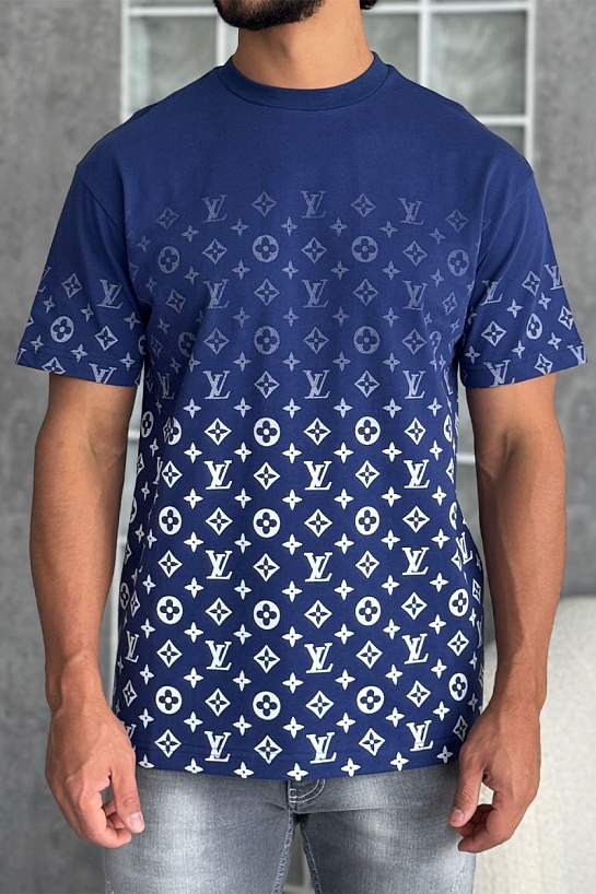 Футболка тёмно-синего цвета Louis Vuitton Monogram Gradient