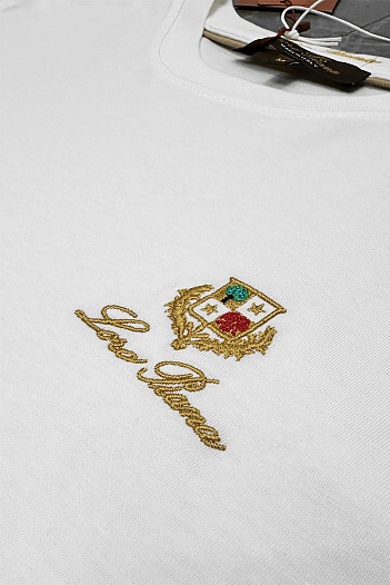 Футболка белого цвета Loro Piana logo-embroidered   