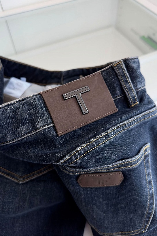Мужские джинсы Tom Ford logo-patch - Navy