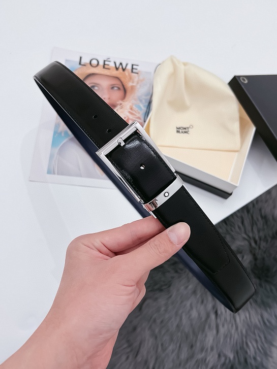 Двусторонний кожаный ремень Montblanc Premium (ширина 3.5 см)