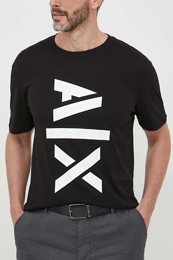 Мужская чёрная футболка Armani Exchange logo-print   