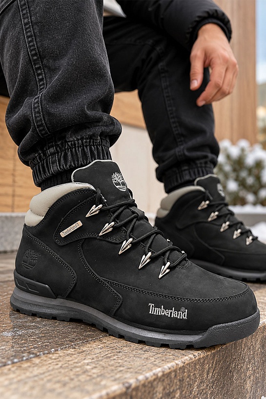 Мужские ботинки с мехом Timberland Euro Rock Hiker - Black / Grey