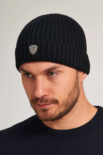 Шапка Emporio Armani 7 logo-plaque - Black   