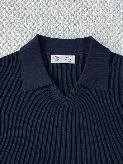 Мужское синее поло Brunello Cucinelli Premium   