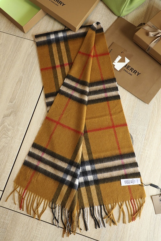 Шарф Burberry Check premium 168x30 см - Brown