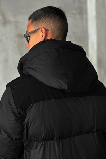 Удлинённый чёрный пуховик Burberry Nylon  logo-patch   