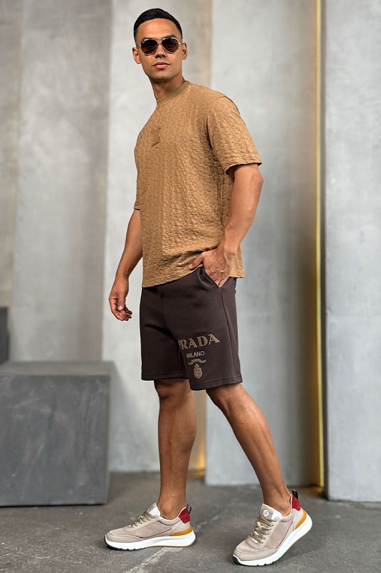 Мужские шорты Prada Milano logo-print - Brown