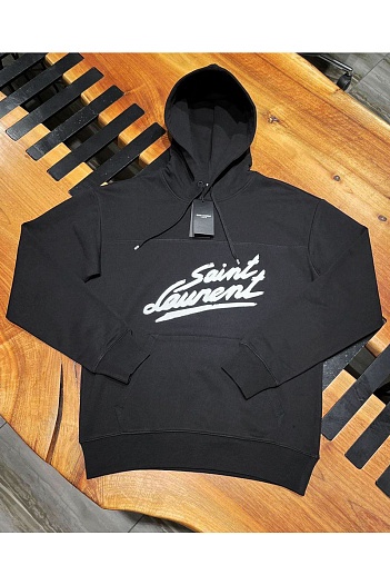 Чёрное худи Saint Laurent Paris logo-print   