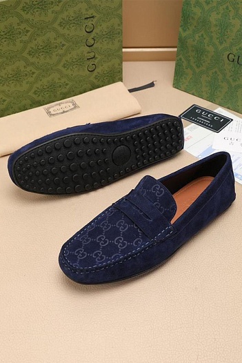 Мужские замшевые мокасины Gucci GG monogram   