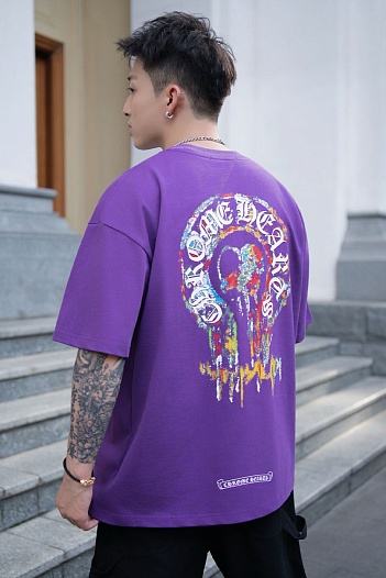 Фиолетовая оверсайз футболка Chrome Hearts Premium   