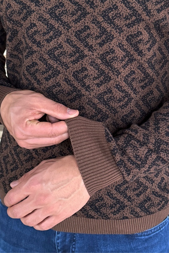 Мужской джемпер Fendi Jacquard FF - Brown
