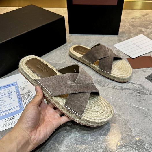 Мужские шлёпанцы Ermenegildo Zegna suede - Light Brown   