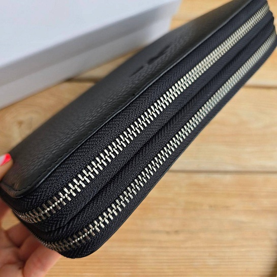 Кожаное чёрное портмоне Armani 21x12 см