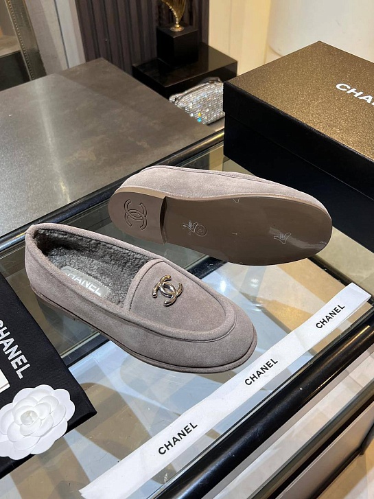 Женские замшевые лоферы Chanel premium