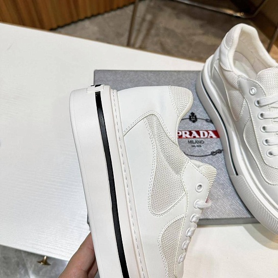 Комбинированные кроссовки Prada logo-stripe - White