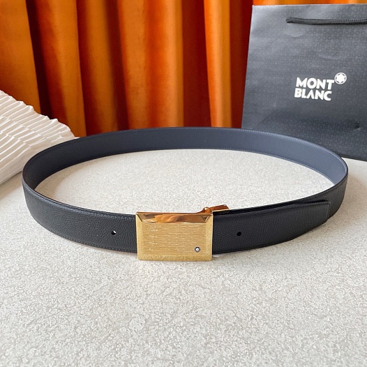 Двусторонний кожаный ремень Montblanc Premium (ширина 3.5 см)   