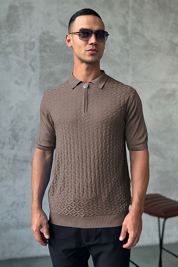 Мужское поло Stefano Ricci бежевого цвета   