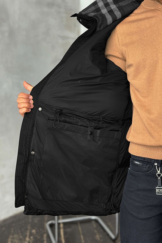 Удлинённый чёрный пуховик Burberry Nylon  logo-patch