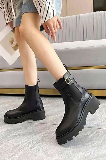 Женские кожаные сапоги Celine premium - Black   