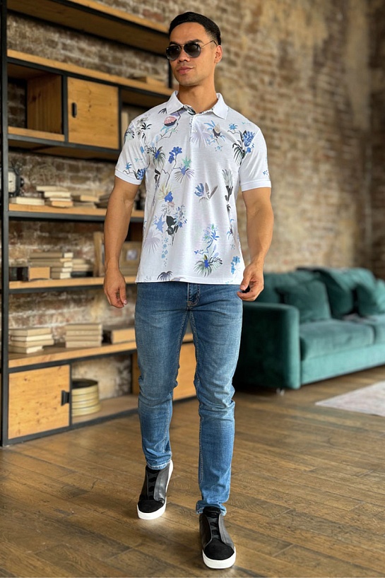 Мужское поло Etro "Floral" - White