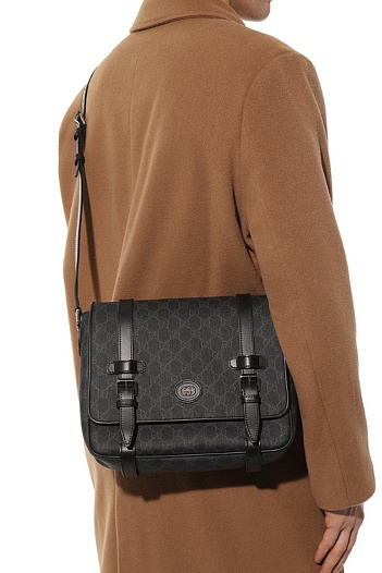 Кожаная сумка-мессенджер Gucci GG Premium 28x20x8 см - Black   