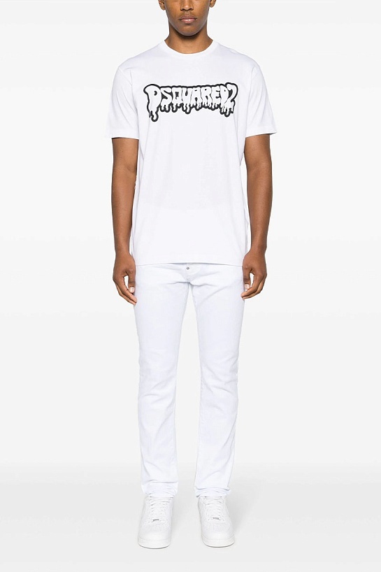 Мужская белая футболка Dsquared2 logo-print