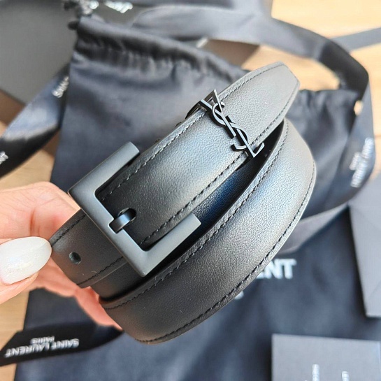 Кожаный ремень Yves Saint Laurent (ширина 2 см)