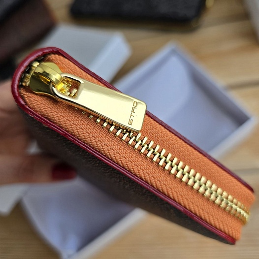 Кожаное портмоне Etro с узором пейсли 19x10 см   