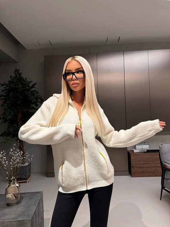 Женский кардиган на молнии Schiaparelli premium - White