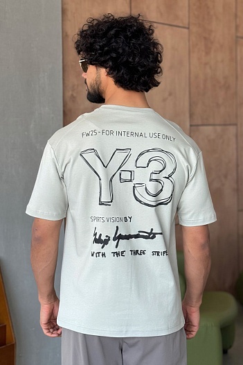 Мужская бежевая футболка Y-3 Yohji Yamamoto   