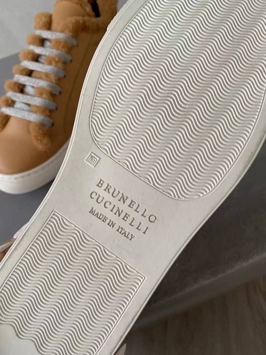 Женские кроссовки с мехом Brunello Cucinelli Premium - Brown
