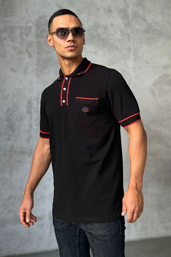 Мужское поло чёрного цвета Gucci logo-patch