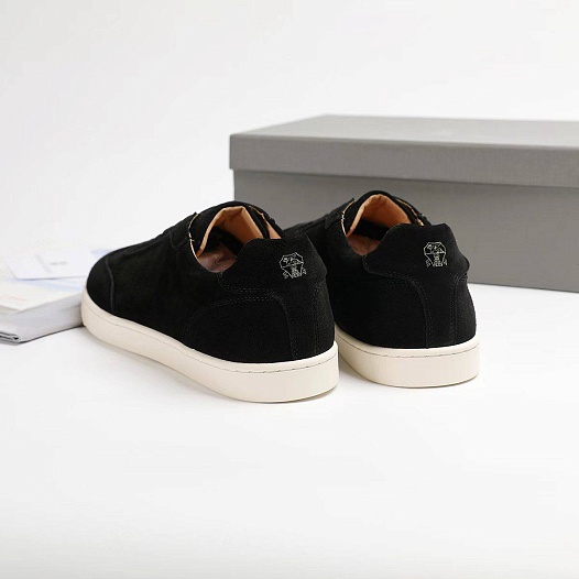 Замшевые кроссовки Brunello Cucinelli logo-print - Black   