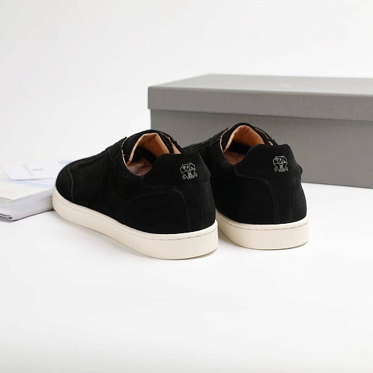 Замшевые кроссовки Brunello Cucinelli logo-print - Black