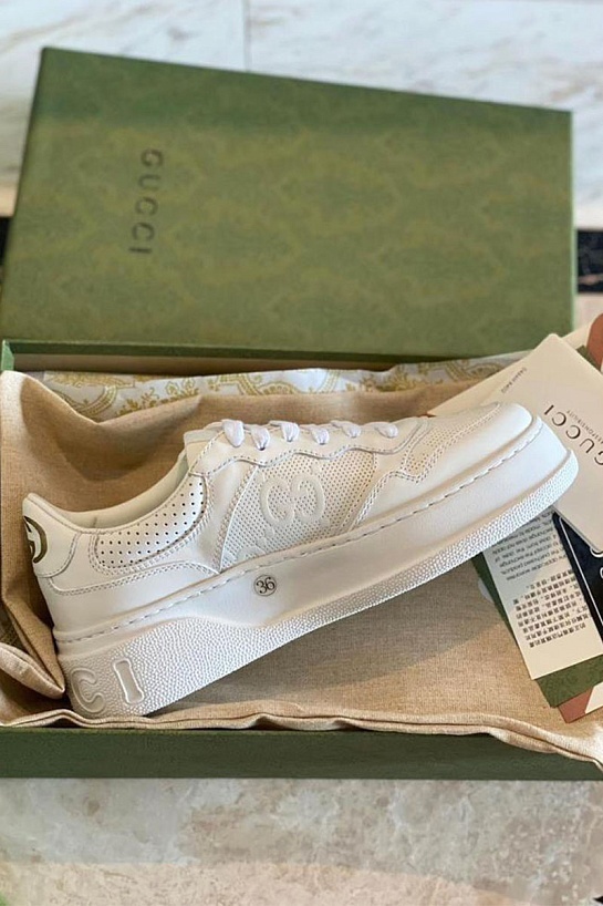 Мужские кожаные кроссовки Gucci - White