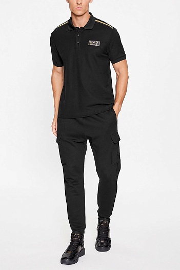 Мужское чёрное поло Emporio Armani 7 logo-badge   