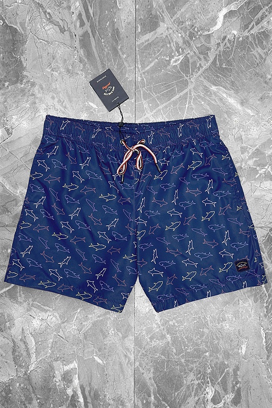 Мужские тёмно-синие шорты Paul & Shark shark-print