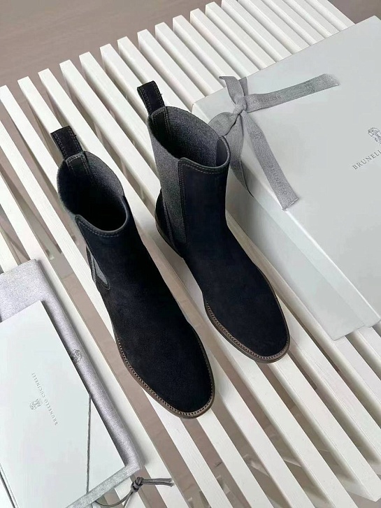 Женские замшевые ботинки Brunello Cucinelli Premium - Black